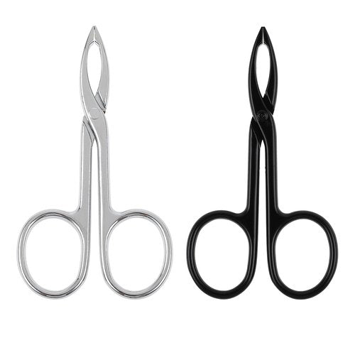 2 pcs Tweezers Scissor Handle, Straight Tip Scissor Shaped Eyebrows Tweezers, Stainless Flat Hair Plucker for Women Man Remover Facial Hair Eyebrows Care (Silver and Black)