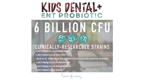 Replenish the Good Children's Dental Probiotic Chewables - Digestive & Immune Support - Oral Probiotics for Healthy Teeth and Gums, Bad Breath & ENT Support - Cherry-Pomegranate Flavor (60 Count)