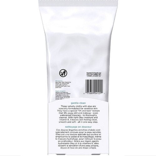 OLAY Wet Cleansing Cloths Gentle Clean, Sensitive/Fragrance-Free 30 Ea (Pack of 5)