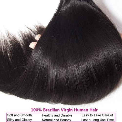 RLNNRS Straight Bundles Human Hair 18 Inch 1 Bundles 10A Brazilian 100% Unprocessed Virgin Human Hair Weave Bundles Human Hair Extensions Natural Color