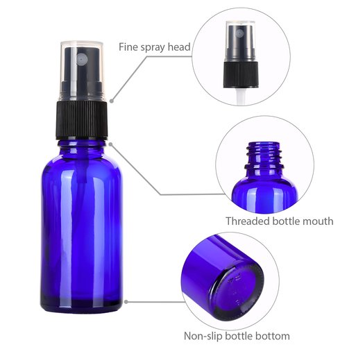 ALIFEIA 1 oz Glass Blue Spray Bottles,Small Empty Fine Mist Refillable Travel Spray Bottle for Cleaning,Perfume,Aromatherapy,Cosmetic Sprays,Hair,Essential Oils with Fine Mist Dispenser（3 Pack）