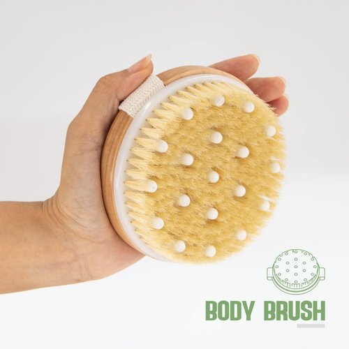 AIFEIVICO Lymphatic Drainage Paddle & Dry Brushing Body Brush, Wood Body Gua Sha Tool with Dry Skin Brush, Lymphatic Massage Paddle for Anti Cellulite - Body Shaping Contouring Sculpting
