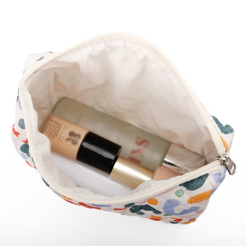 TOPASION Cotton Cosmetic Bag Travel Makeup Pouch Quilted Handbag Purse for Women (UU)