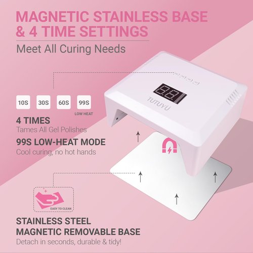 TUTUYU UV Nail Lamp for Gel Polish, 72W Hight Power,4 Timer, 30 LEDs,Compact Design with Smart Sensor & Removable Magnetic Reflective Base, Home DIY & Salon Professional Nail Dryer