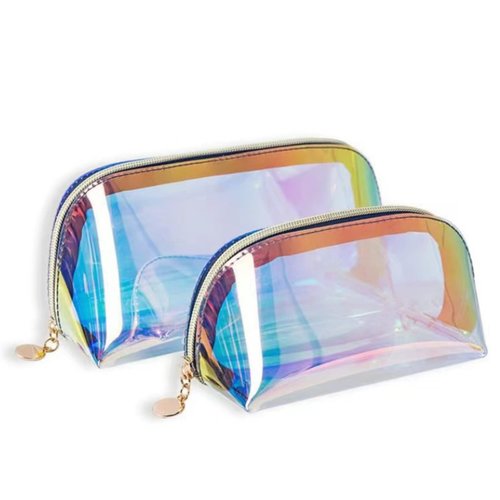 Fexdesire Dazzle clear makeup bags，travel and daily travel Holographic makeup bag women