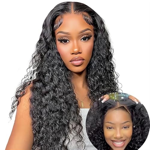 ISEE Hair Wear and Go Glueless Wig for Beginners Wigs Deep Wave Glueless Wigs Human Hair Pre Plucked New Upgraded No Glue 6x4 HD Lace Closure Wigs Human Hair for Black Women with Baby Hair 20 Inch