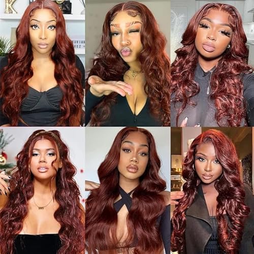 Copper Bundles Human Hair Reddish Brown Body Wave Bundles Hair Extensions 30 30 30 Inch Grade 8A Brazilian Virgin Remy Hair 3 Bundles Double Weft Color #33 Bundles Hair Weave