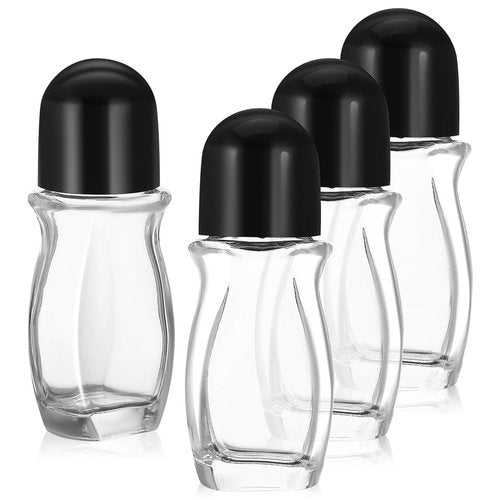 4 Pcs Refillable Glass Roller Ball Bottles for Essential Oils, 50ml Empty Roll-on Containers with Leak-Proof Design, Ideal for Perfumes, Skincare, and Travel Use