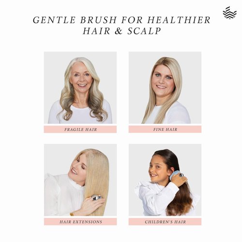 Manta Mirror Anti-Breakage Hairbrush – Travel Brush for Women, Gentle Wet & Dry Detangling Brush with Scalp Massager, Blue