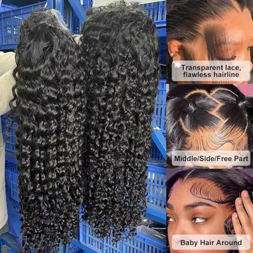 VIPbeauty 200% Density 13x6 Deep Wave Lace Front Wigs Human Hair for Women 13x6 HD Transparent Water Wave Lace Front Wigs Human Hair Pre Plucked 24inch