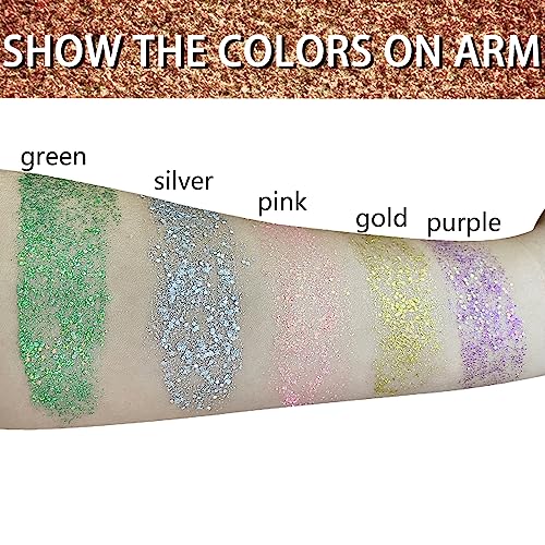 MEICOLY Gold Face Body Glitter Stick,Music Festival Accessories Outfits for Women,Hair Glitter Makeup,Mermaid Chunky Glitter Face Paint,Waterproof Sparkle Face Glitter for Country Concert