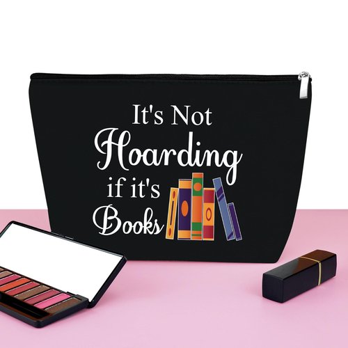 Book Lover Gifts Bibliophile Gifts Makeup Bag Reading Book Club Gift for Women Cosmetic Bag Birthday Gift for Reader Girl Book Worm Gift Bookish Gifts Librarian Gifts Travel Cosmetic Pouch（Black）