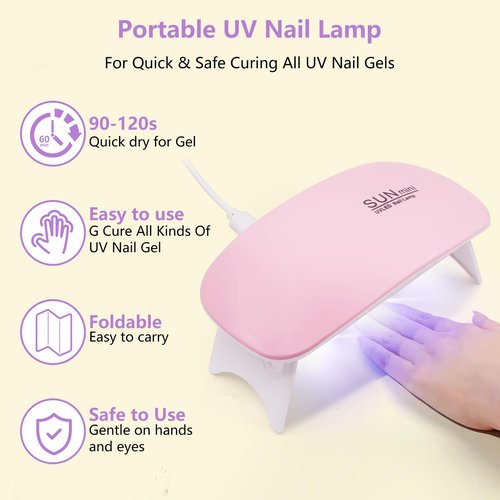 NIQZOPA Acrylic Nail Kit for Beginners: Professional Nail Kits with Everything - Acrylic Powder Liquid Set Nails Starter Kit With Drill and UV Light - Beginner Nail Tech Kit for Home Salon in Pink Bag