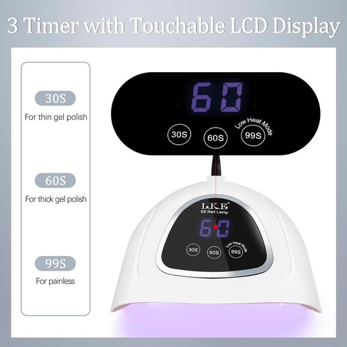 UV Nail Lamp, LKE 72W UV LED Nail Lamp Nail Dryer UV Light for Nails with 3 Timer Setting & LCD Touch Display Screen for Home and Salon Use