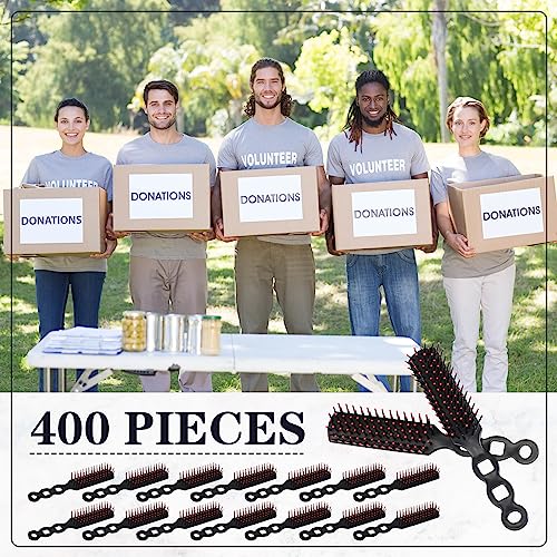 400 Pcs Hair Brushes Bulk for Homeless Individually Wrapped Bristles Hair Brush for Curly Hair Suitable for Homeless Shelter Hotel Nursing Home Charity Church 7.5 x 1.4 Inches