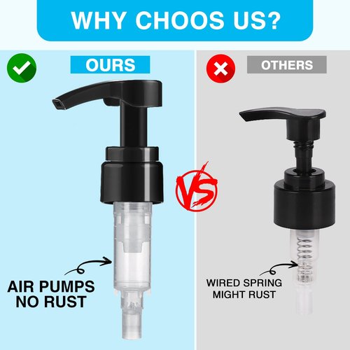 20-Pack Shampoo Pumps for Liter 33.8 oz Shampoo and Conditioner, Pump Dispenser Fits Most Salon Bottles with 1-inch Wide Opening, Black & White Replacement Pump for Soft Hair Products, Body Wash