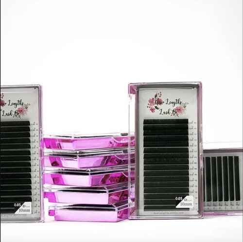 New Lengths Lash Co. Single Lengths Tays - D Curl, Ultra Black, 16 Rows, Professional Use, Classic and Volume Eyelash Extensions (14mm / 0.07mm)