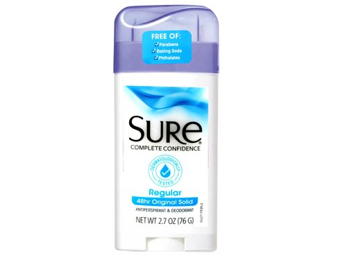 Sure Anti-Perspirant Deodorant Original Solid Regular Scent - 2.7 oz, Pack of 4