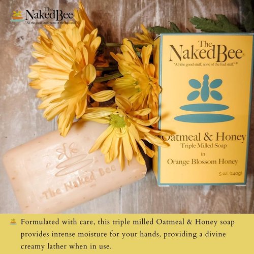 The Naked Bee Oatmeal & Honey Triple Milled Soap, 5 Ounce, 3 Pack, Orange Blossom Honey