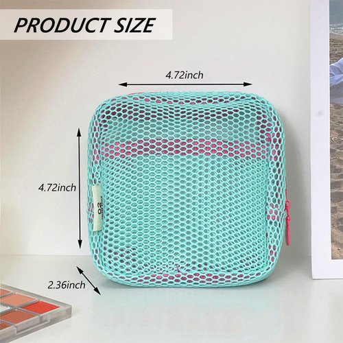 Molishan Small Cosmetic Bag with Double Layer Mesh, Mini Makeup Bag with Cute Bright Design Zippe Travel Toiletry Bag Green