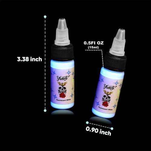 Ybeauty 16 Color Tattoo Ink Set - 16pcs 15ml/Bottle Professional Tattoo Fluorescent Ink & Equipment for Halloween Supplies
