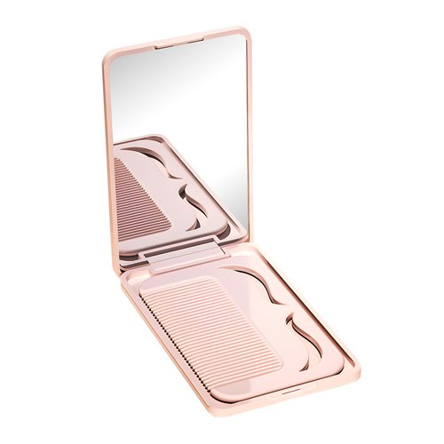 Jurrissa Protable Folding Mirror with Case, Compact Travel Mirror with Hair Comb for Purse Bag, Small Pocket Makeup Mirror for Women Girls,Easy to Carry(Pink)
