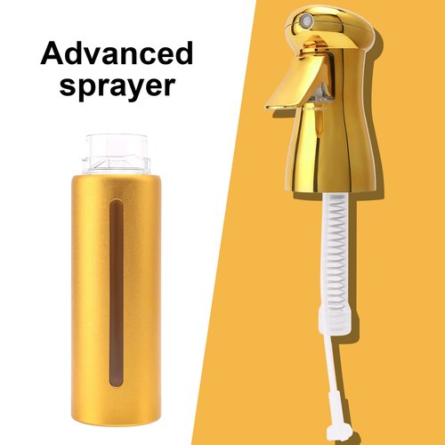 ZIBARBER Salon Style Hair Spray Misting Bottle, Fine Mist Continuous Spray Bottle，10 Oz Shiny Aerosol Free Water Mister for hairstyling,Cleaning Solutions Dispensing (Gold)