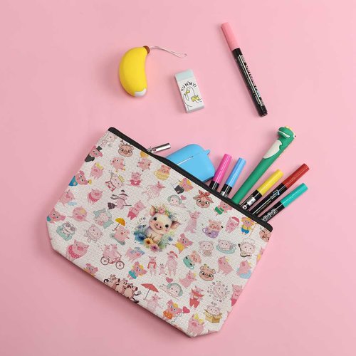 ZHAMEN Pig Gifts Pig Makeup Bag Pig Lover Gifts for Women Female Her Teen Girl Daughter Sister Animal Lovers Girlfriend BFF Best Friend Farm Animals Cosmetic Bag Mothers Nurse Day Graduation Birthday