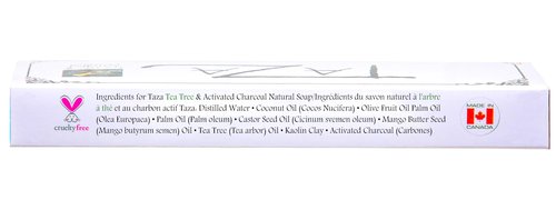 Taza Premium Tea Tree & Charcoal Natural Soap (Pack of 3) Each 5.3 oz (150 g) For Powerful Cleansing Contains: Tea Tree OIl, Activated Charcoal & Coconut, Olive & Palm Fruit Oils, Mango Butter