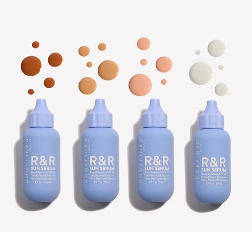 Undefined Beauty R&R Sun Serum SPF 50 PA++++ Tinted Mineral Sunscreen with Niacinamide, Water Resistant Broad Spectrum Protection & Blue Light Defense (Light Tint)