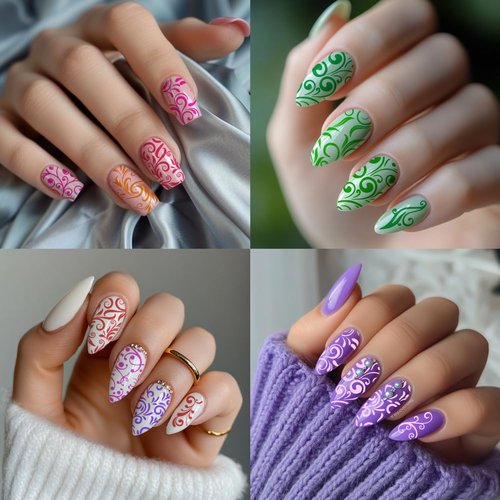 PH PandaHall 3pcs Swirl Pattern Nail Art Templates, French Nail Stamping Plate 52 Patterns Plant Floral Nail Art Stencils Stainless Steel Stamping Plates for Nail Design Print Manicure Salon Spring
