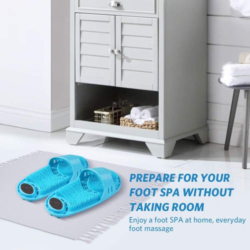 meidong Silicone Shower Foot Scrubber Personal Foot Massage and Cleaning, Non-Slip Foot Scrubber for Men and Women (1PCS Blue)