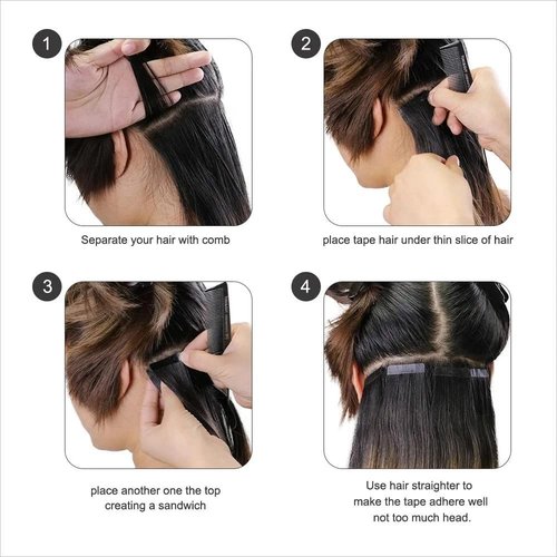 Curly Tape in Hair Extensions Human Hair for Women Water Wave Double Side Skin Weft Tape on 16 Inch Real Virgin Hair Deep Water Wave Invisible Seamless Hair Extensions 50g 20pcs