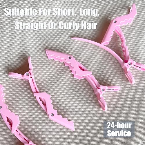 100 Pcs Alligator Hair Clip for Styling Sectioning - Salon Hair Clip for Thick Hair, Plastic Hair Styling Clip with Wide Teeth & Double-Hinged Design (Pink)