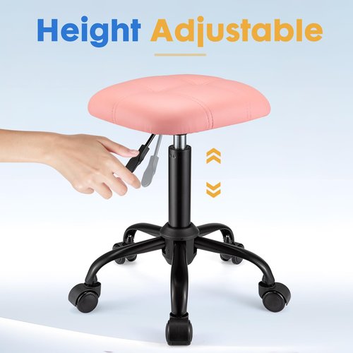 FNZIR Square Rolling Stool with Wheels Height Adjustable Swivel Stools Office Chair
