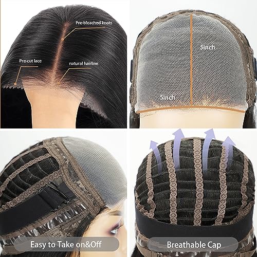 28 Inch Glueless Wigs Human Hair pre plucked Pre Cut Wear and Go Wig 180 Density 5x5 Hd Lace Closure Wigs Human Hair Body Wave Hd Lace Front Wigs for Women Frontal Wigs