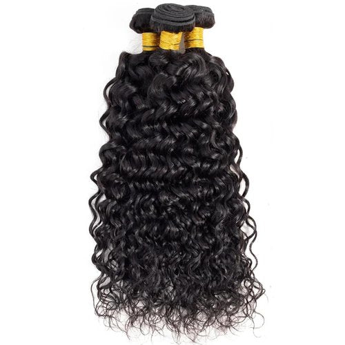 Water Wave Bundles Human Hair Wet And Wavy Human Hair Bundles Double Weft Natural Black Color 12 14 16 Inch Brazilian Virgin Remy Hair Extensions For Women 300G