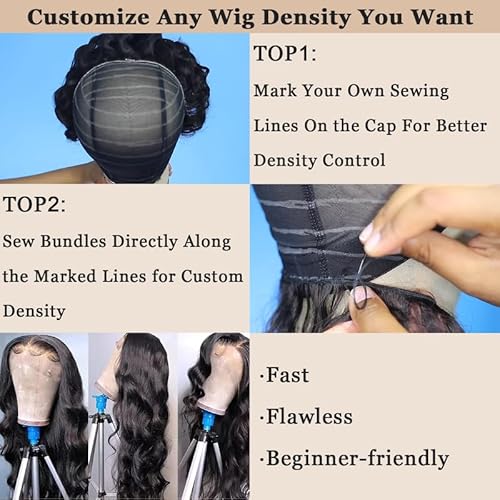 Pre-sewn 9x6 HD Lace Closure with Glueless Cap ? 0.10mm Ultra-thin SKINLIKE Real HD Lace Body Wave Human Hair Closure with Baby Hair, Bleach & Dye Friendly, 18 Inch Natural Black