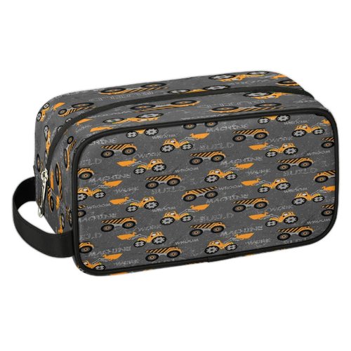 Truck Tractor Cars Hanging Toiletry Bag,Travel Hygiene Kits for Boys Mens,Waterproof Makeup Carry-on Bags,Cosmetic Bag,TSA Approved Shave Dopp Kit for Toiletries Shower Bathroom Accessories Gifts