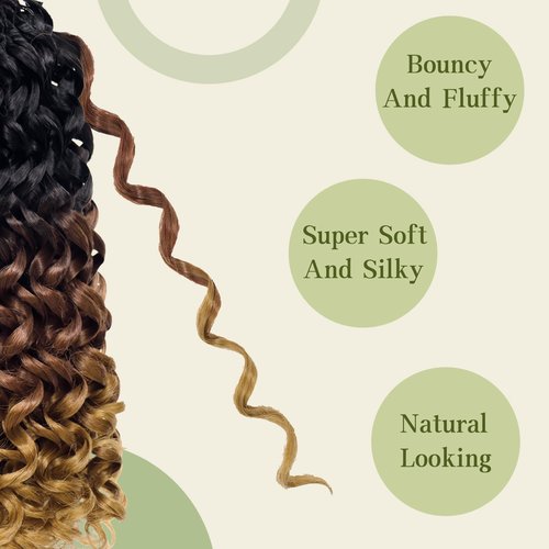 7 Packs Curly Crochet Hair for Black Women 18 Inch GOGO Curl Deep Ocean Wave Crochet Hair Synthetic Bohemian Crochet Braids(18 inch, T1B/30/27)