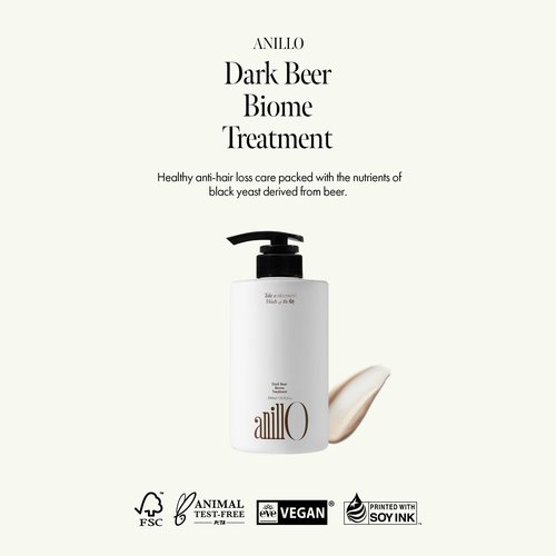 ANILLO Dark Beer Biome Conditioner Treatment – Vegan Hair Repair & Strengthening Conditioner with Beer Yeast, Biotin & Amino Acid Complex – Soothing & Nourishing Scalp Care – 500ml / 16.9 fl oz