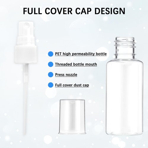 KoMvzyl 100 Pcs Mini Spray Bottles 1 oz Small Plastic Fine Mist Spray Bottles Clear Alcohol with Small Funnels Empty Plastic Bottles Travel Bottle for Essential Oils Travel Perfumes