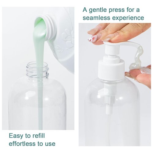 Yebeauty Pump Bottle Dispenser, 2 Pack 13.5oz/400ml Dish Lotion Soap Dispenser Plastic Liquid Shampoo Container for Bathroom Kitchen Hotel Body Wash, Clear