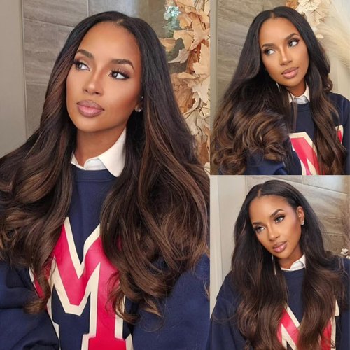 UNICE Chestnut Brown Ombre Body Wave Human Hair Weave 1 Bundle 8 inch Brazilian Remy Human Hair Sew In Extensions Soft and Keep Waves after Multiple Washes