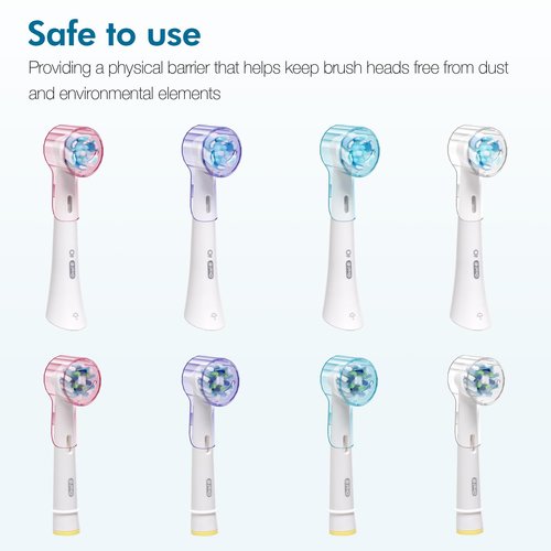 seplouis 4 PCS Toothbrush Head Covers (multicolor) compatible with Oral B & iO Electric toothbrush head + Toothbrush Holder with 1 Charging Stand Slot and 2 Toothbrush Head Stands