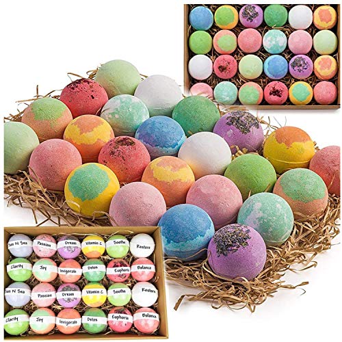 Bulk Bath Bombs Gift Set - 24 Nurture Me Organic Bath Bomb Kit - Moisturizing Bath Bombs Bath Gift Set ? Best Birthday Gifts for Women, Mom, Girls, Teens, Her