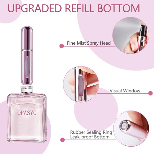 opasyo Portable Mini Refillable Perfume Atomizer Bottle, Travel Size Refillable Perfume Refill Bottle - Perfume Atomizer Refillables, Scent Pump Case, 4 Pcs Pack of 5 ml Small Perfume Spray