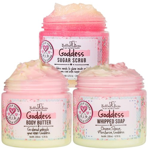 Goddess Sugar Scrub, Whipped Bath Soap and Body Butter Bundle