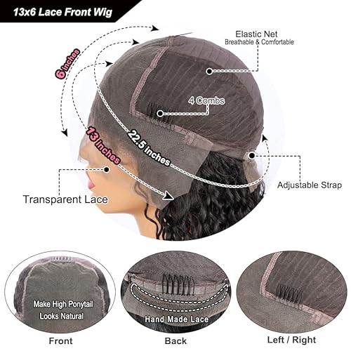 13x6 Lace Frontal Wigs for Black Women Pre Plucked Lace Wig Glueless Brazilian Remy Human Hair Wigs with Baby Hair (22 inch, 150% Density Lace Front Wig)