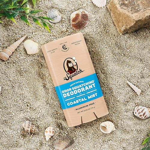 Dr. Squatch Natural Deodorant for Men - Odor-Squatching Aluminum Free - Coastal Mist (2.65 oz, 3-Pack)
